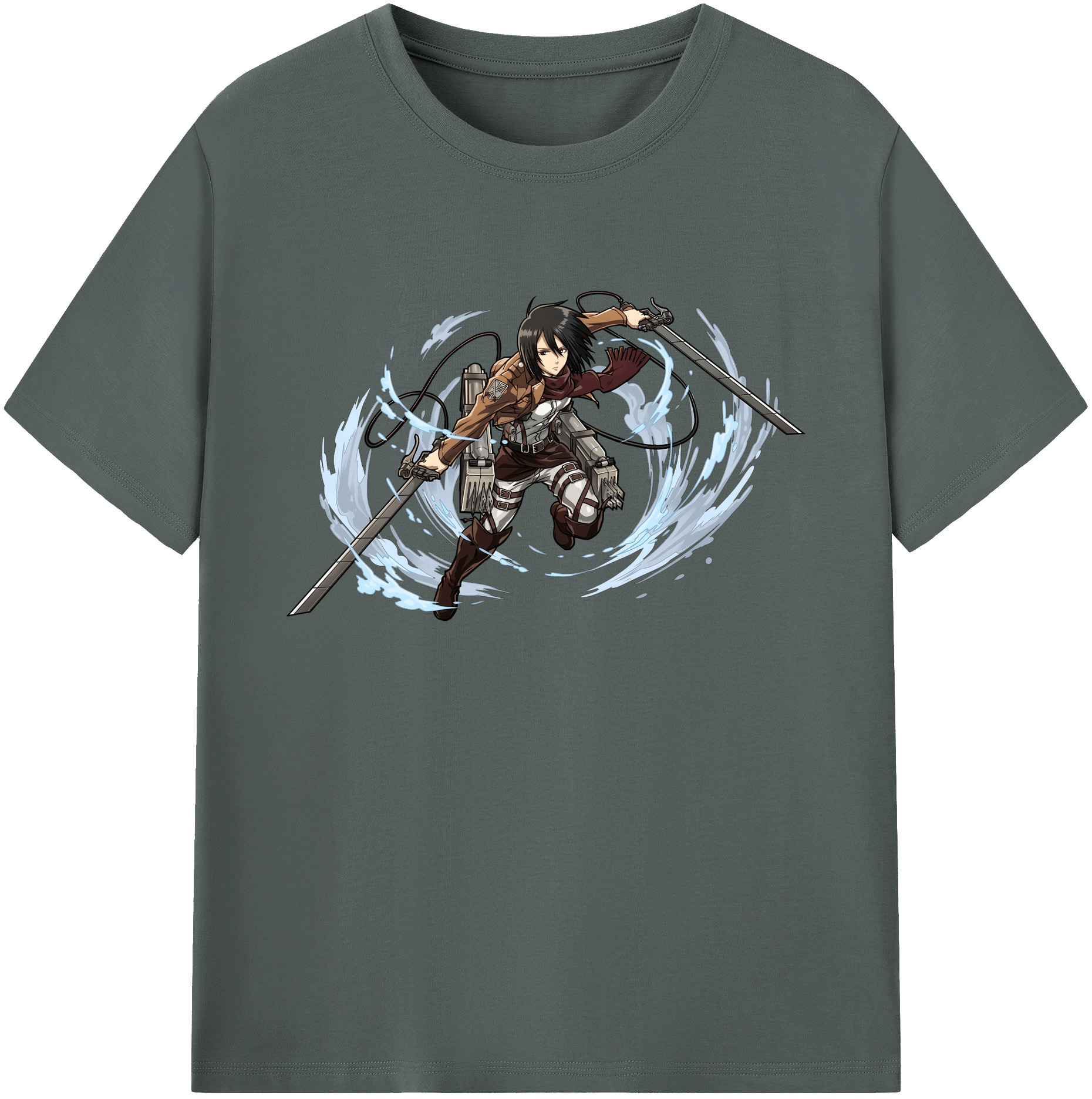 （画像用） 進撃の巨人 ミカサ·アッカーマン Attack on Titan Mikasa Ackerman 綿100％ メンズ半袖Tシャツ｜肌触りやわらか＆通気性